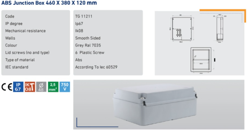 ABS Junction Box 460x380x120 Type 2
